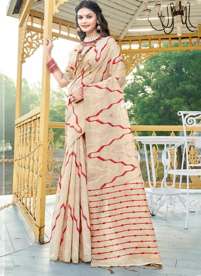 Cotton Red Party Wear Printed Saree